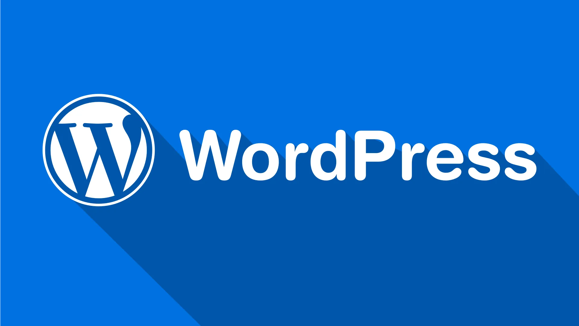 Mavi zemin üzerinde beyaz WordPress logosu ve yazısı
