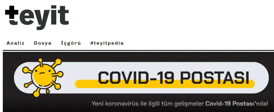 Doğrulama platformu teyit.org’un koronavirüs gelişmelerini derlediği COVID-19 Postası ekran görüntüsü
